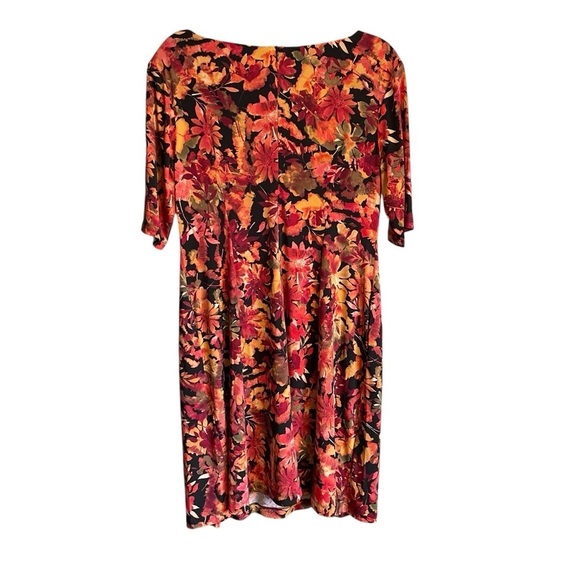 Laura Petite-Size 14-Floral Multicolor Dress-Zipper Back-Pockets-3/4 Sleeves - Picture 5 of 12